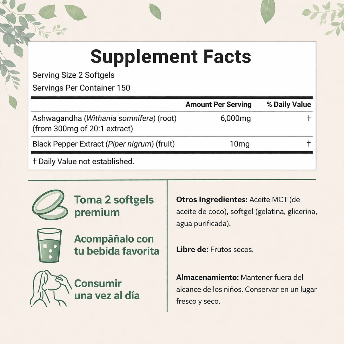 Ashwagandha + aceite de Coco